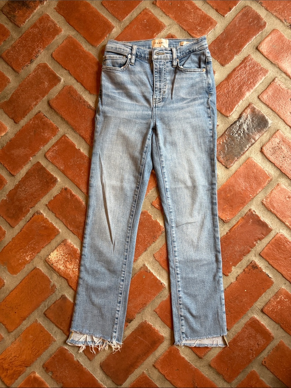Frame Denim Light Blue Straight Crop Jeans